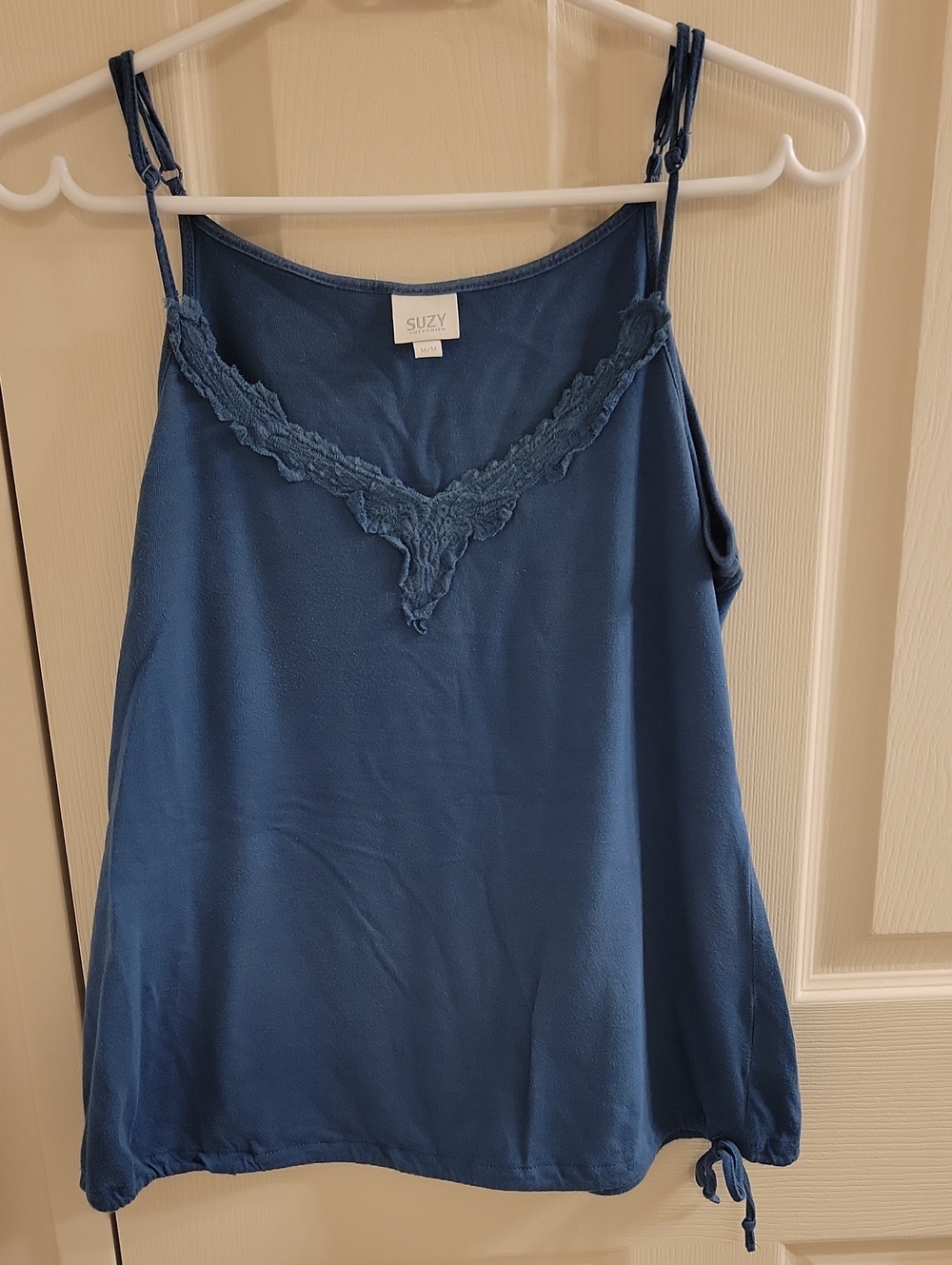 Suzy Shier Blue Lace Trim Tank Top